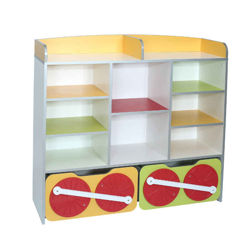 Стінка дитяча "Казковий експрес" елемент №4 з полицями та шухлядами, виріб з ламінованої ЛДСП, АЛМАНТ, 1200х350х1130 мм.